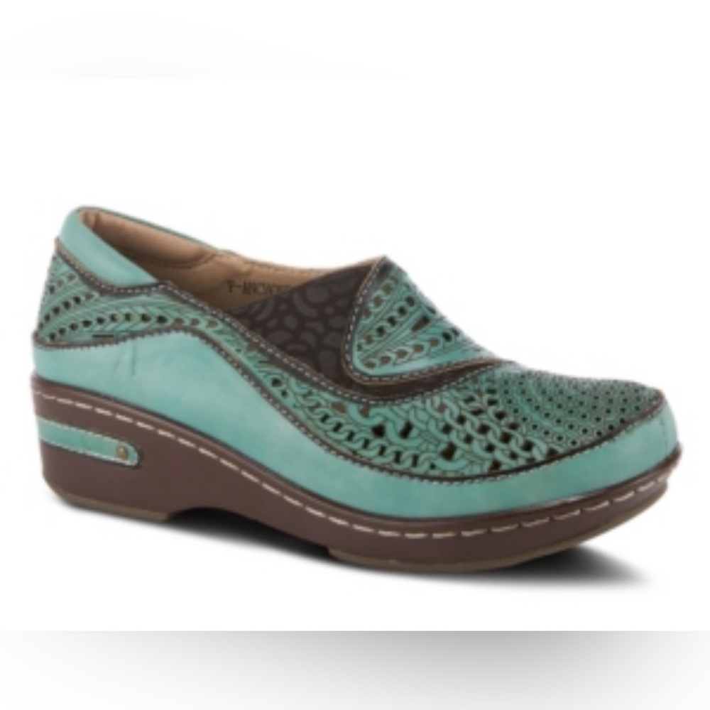 L’Artiste by Spring Step‎ Women’s AnchorBank Sky Clogs Turquoise Size:39 (8) New